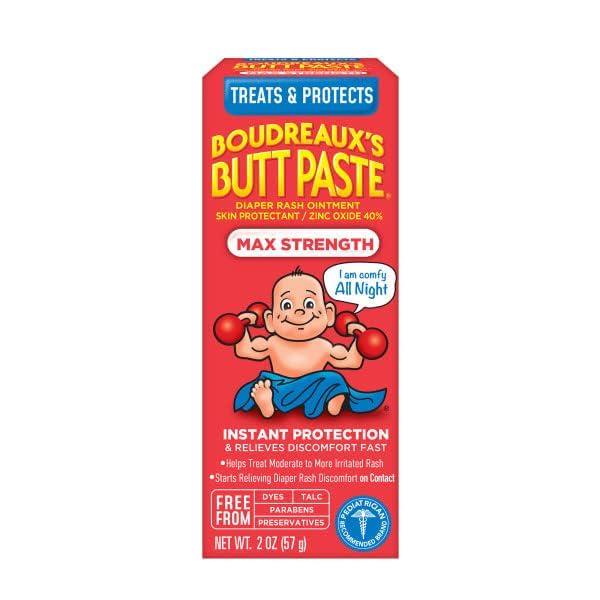 Boudreaux's Butt Paste Maximum Strength Diaper Rash Cream, Ointment For Baby, 2 Oz Tube, 3 Pack,