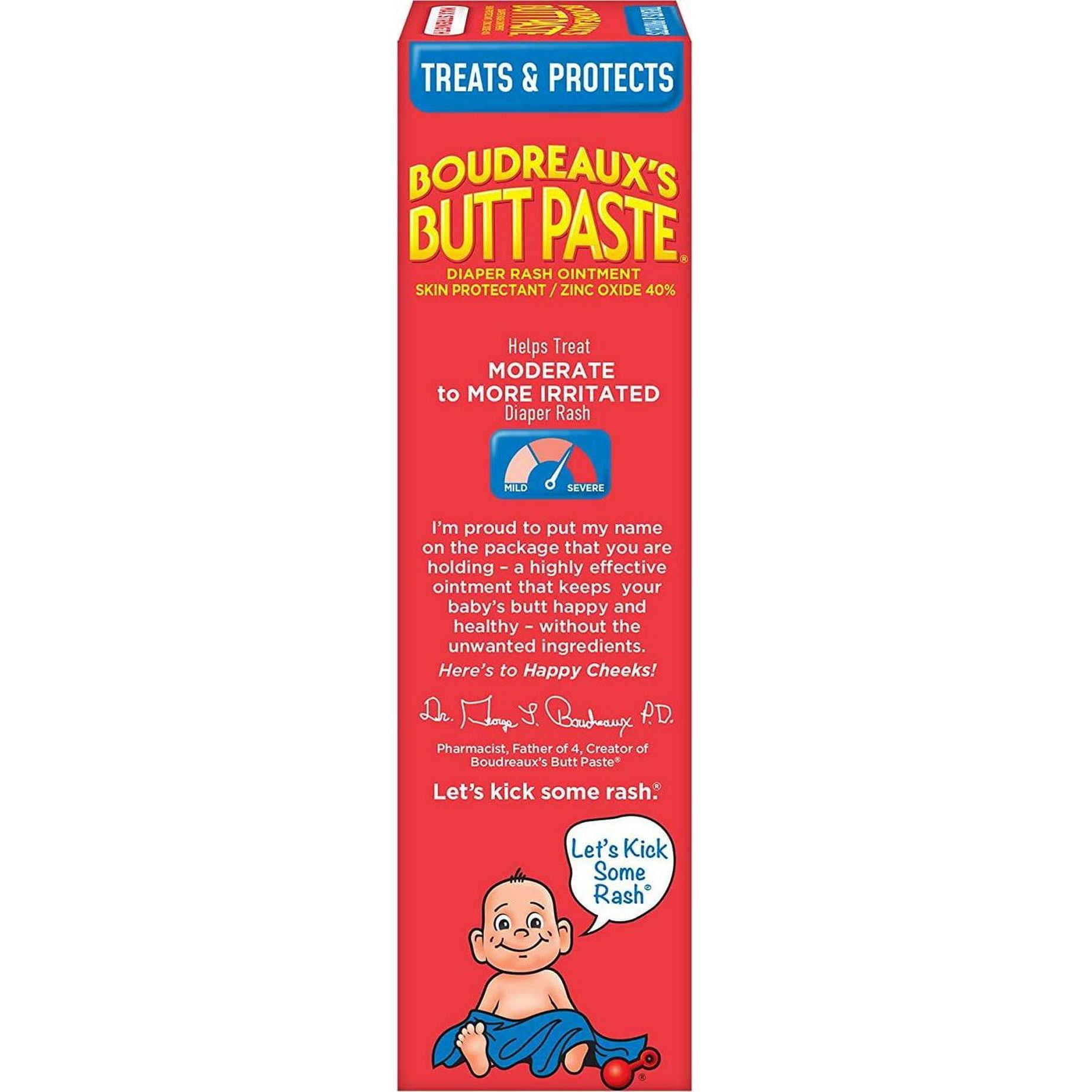 Boudreaux's Butt Paste Maximum Strength Diaper Rash Cream, Ointment For Baby, 4 Oz Tube, 3 Pack,