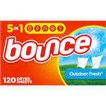 Bounce Dryer Sheets Laundry Fabric Softener, Outdoor Fresh Scent, 120 Count,