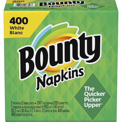 Bounty Paper Napkins, White, 400 Sheets per Pack, 1 Pack, Soft and Absorbent for Everyday Use