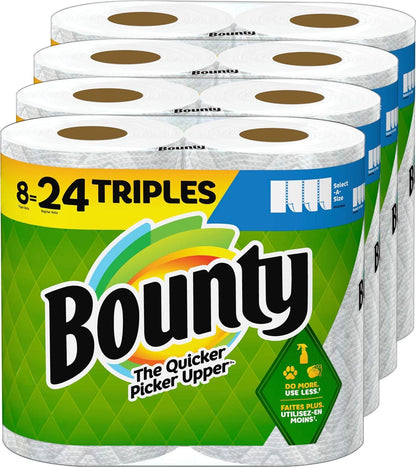 Bounty Select-A-Size Paper Towels, White, 8 Triple Rolls (24 Regular Rolls)