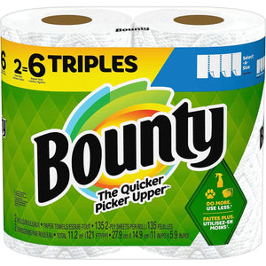 Bounty Bounty Select-A-Size Paper Towels, White, 2 Triple Rolls = 6 Regular Rolls (Pack Of 1)