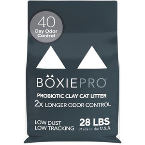 Boxie Probiotic Clumping Cat Litter 40 Day Odor Control Clay Formula 28 lb Bag