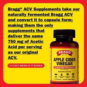 Bragg Apple Cider Vinegar Capsules with Vitamin D & Zinc, 90 Capsules, Supports Immune System, 2-Pack