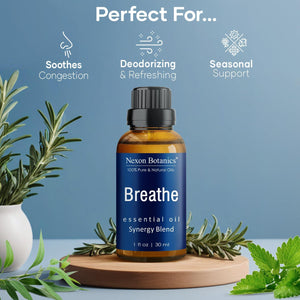 Nexon Botanics Breathe Essential Oil Blend 30 Ml - Breath Sinus Relief With Menthol Oils - For Humidifiers, Diffusers, And Aromatherapy - Nexon Botanics