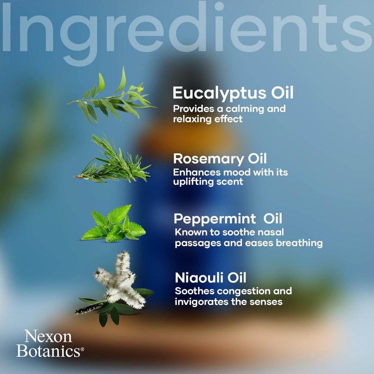 Nexon Botanics Breathe Essential Oil Blend 30 Ml - Breath Sinus Relief With Menthol Oils - For Humidifiers, Diffusers, And Aromatherapy - Nexon Botanics