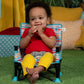 Bright Starts Disney Mickey Mouse Pop 'N Sit Portable Booster, Indoor/Outdoor Use, Floor Seat With Feeding Tray, Blue, 6 Mos - 3 Yrs,