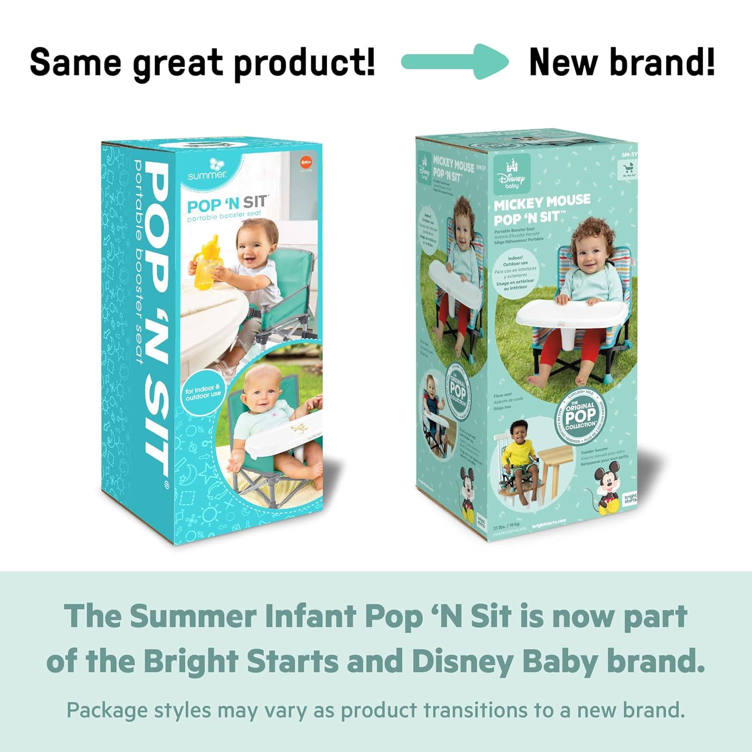 Bright Starts Disney Winnie The Pooh Pop 'N Sit Portable Booster, Indoor/Outdoor Use, Floor Seat With Feeding Tray, 6 Mos - 3 Yrs,