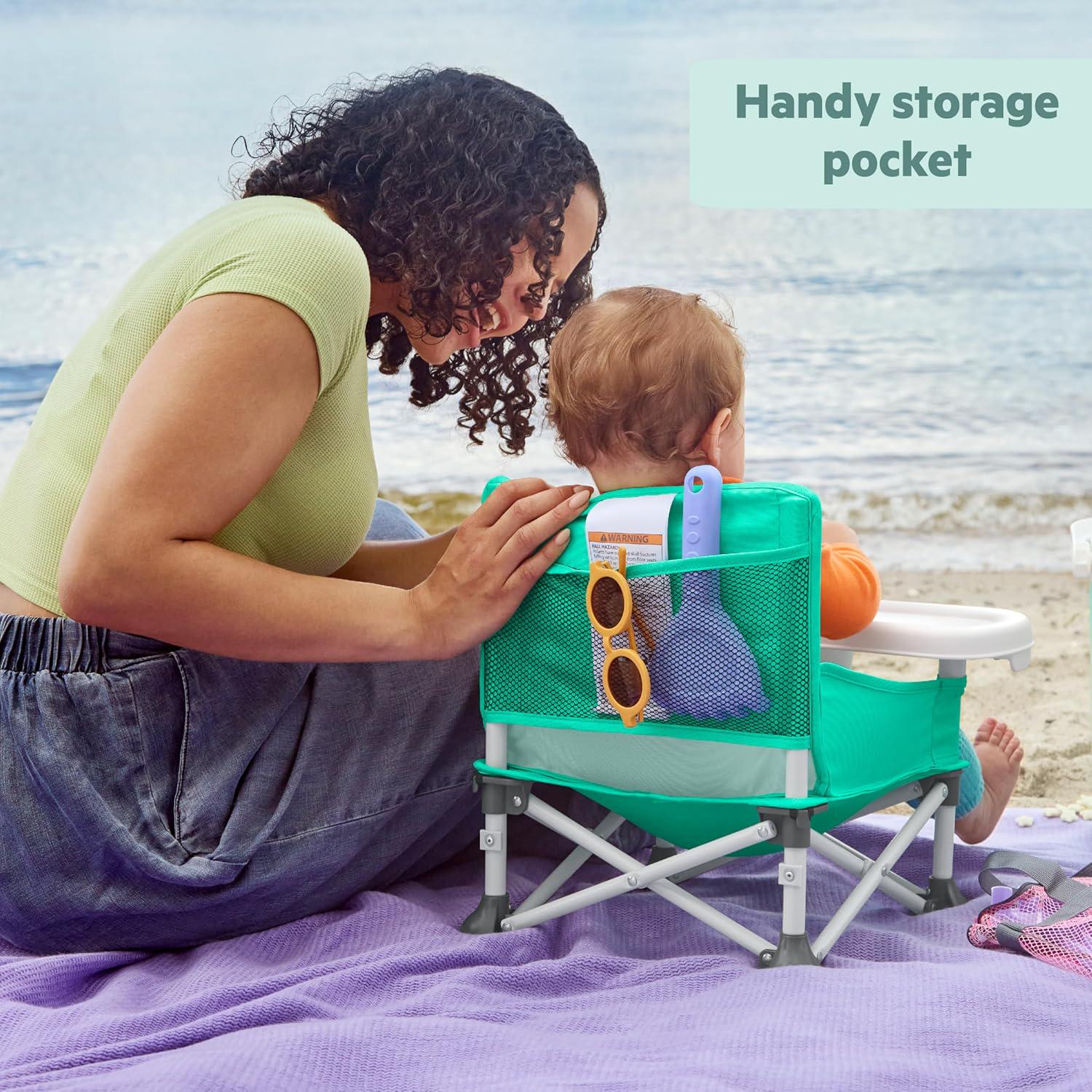 Bright Starts Disney Princess Ariel Pop 'N Sit Portable Booster, Indoor/Outdoor Use, Floor Seat With Feeding Tray, 6 Mos - 3 Yrs,