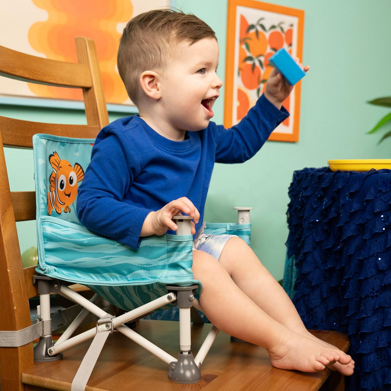 Bright Starts Disney Finding Nemo Pop 'N Sit Portable Booster, Indoor/Outdoor Use, Floor Seat With Feeding Tray, 6 Mos - 3 Yrs,