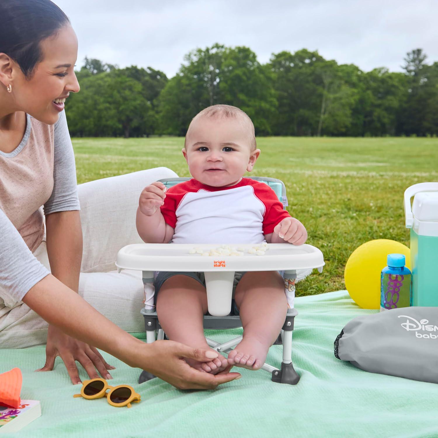 Bright Starts Disney Winnie The Pooh Pop 'N Sit Portable Booster, Indoor/Outdoor Use, Floor Seat With Feeding Tray, 6 Mos - 3 Yrs,
