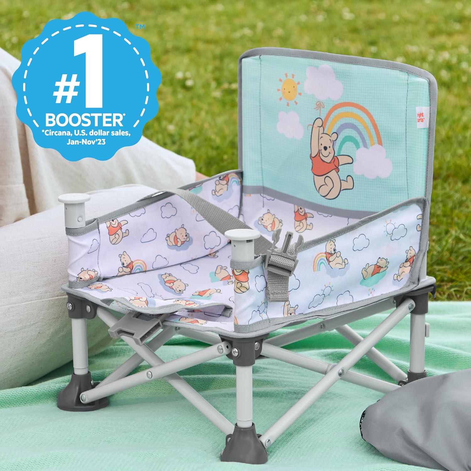 Bright Starts Disney Winnie The Pooh Pop 'N Sit Portable Booster, Indoor/Outdoor Use, Floor Seat With Feeding Tray, 6 Mos - 3 Yrs,