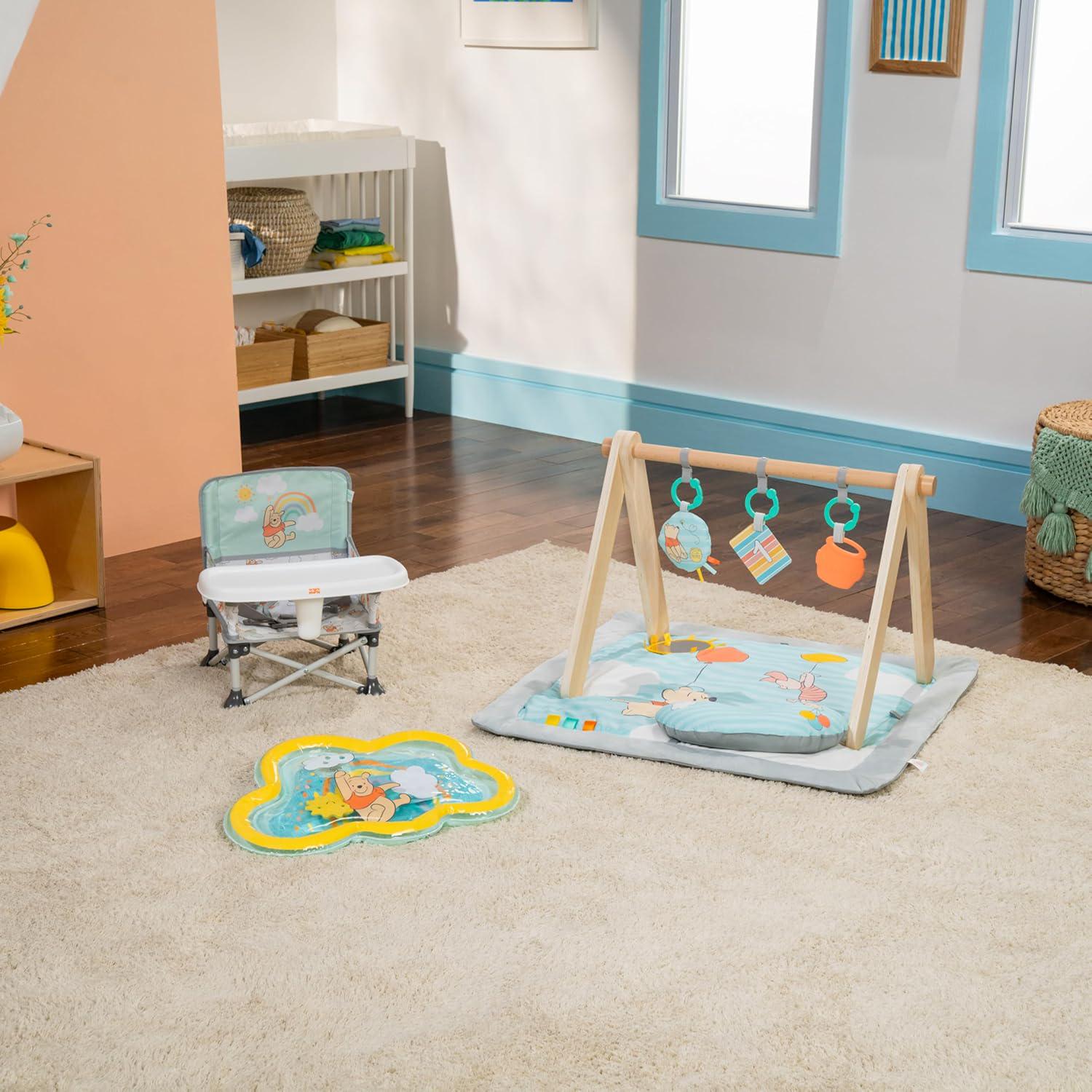 Bright Starts Disney Winnie The Pooh Pop 'N Sit Portable Booster, Indoor/Outdoor Use, Floor Seat With Feeding Tray, 6 Mos - 3 Yrs,