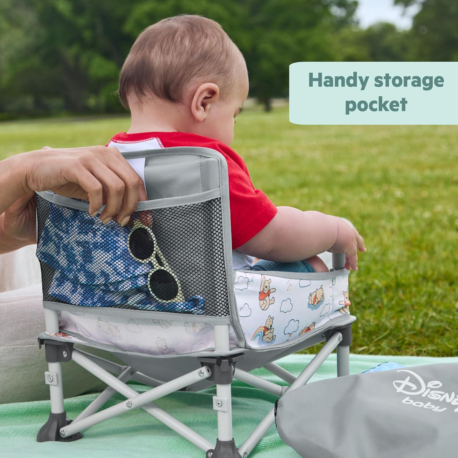 Bright Starts Disney Winnie The Pooh Pop 'N Sit Portable Booster, Indoor/Outdoor Use, Floor Seat With Feeding Tray, 6 Mos - 3 Yrs,