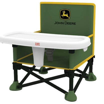 Bright Starts John Deere Pop 'N Sit Portable Booster Chair, Floor Seat, Indoor/Outdoor Use, Compact Fold, Green And Yellow, 6 Mos - 3 Yrs,