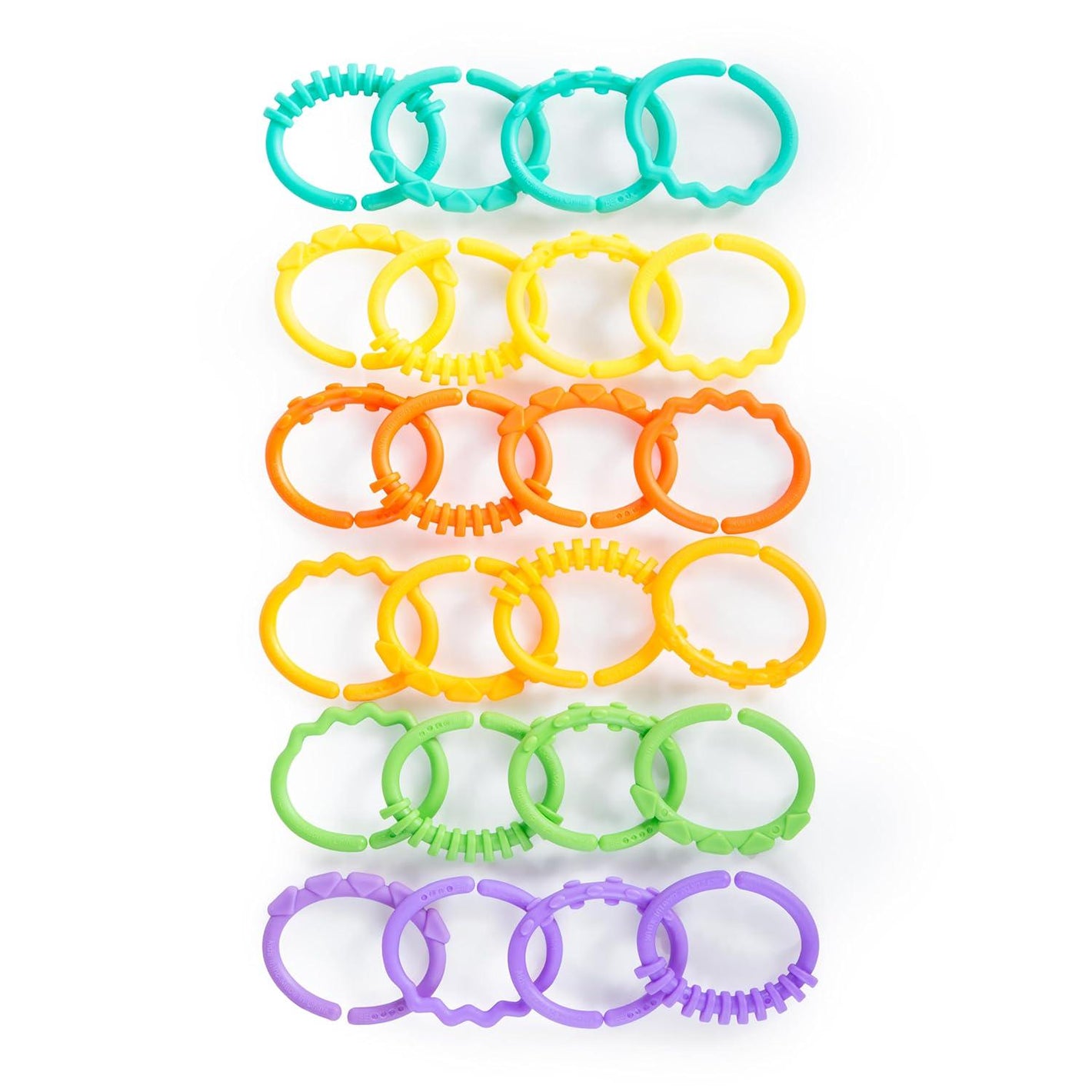Bright Starts Lots of Links Rings, 24 Count, BPA-Free, Multicolor Toys for Stroller or Seat, Ages 0+ Months