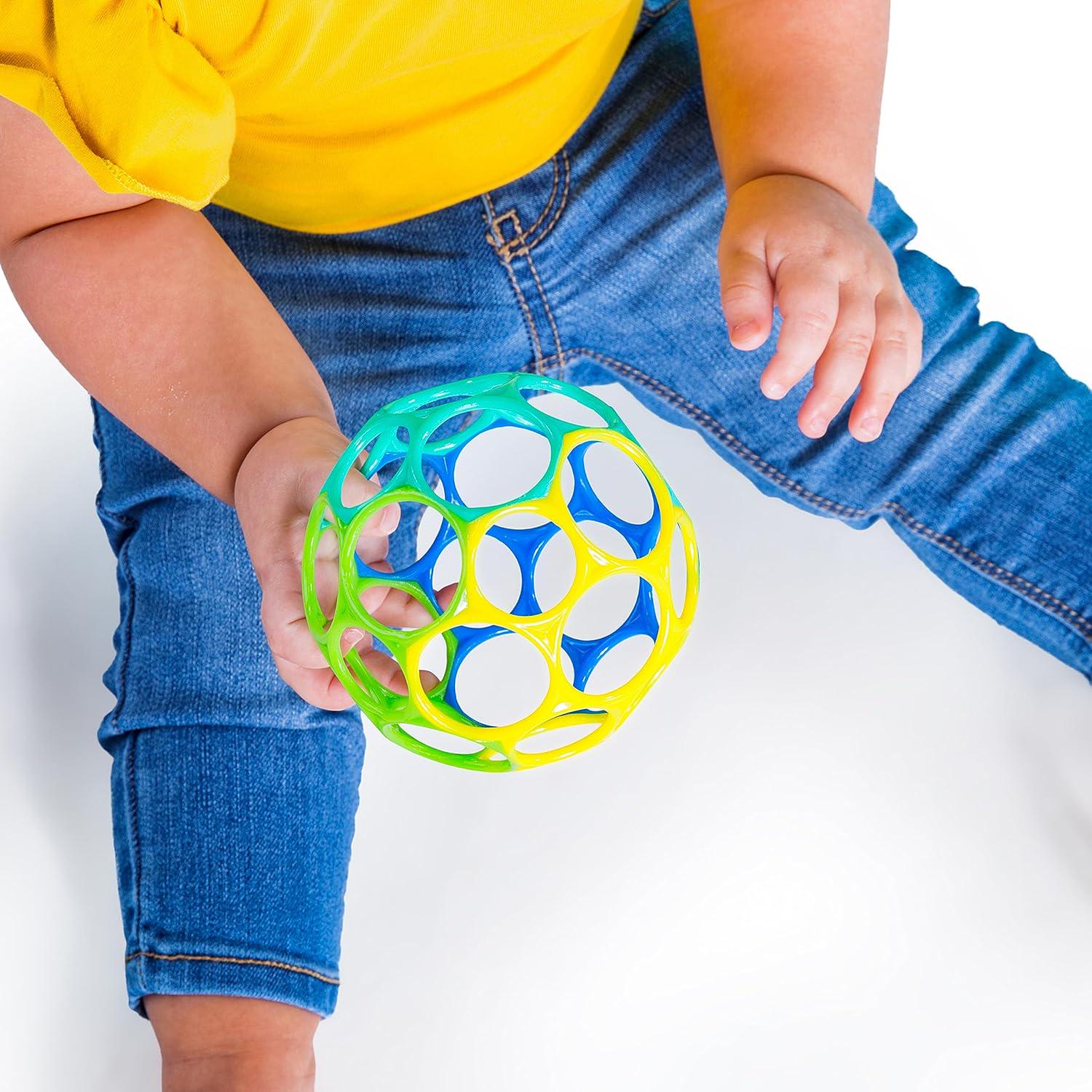 Bright Starts Oball Easy Grasp Classic Ball Infant Toy In Blue/Green, Age Newborn And Up, 4 Inches,074451122888