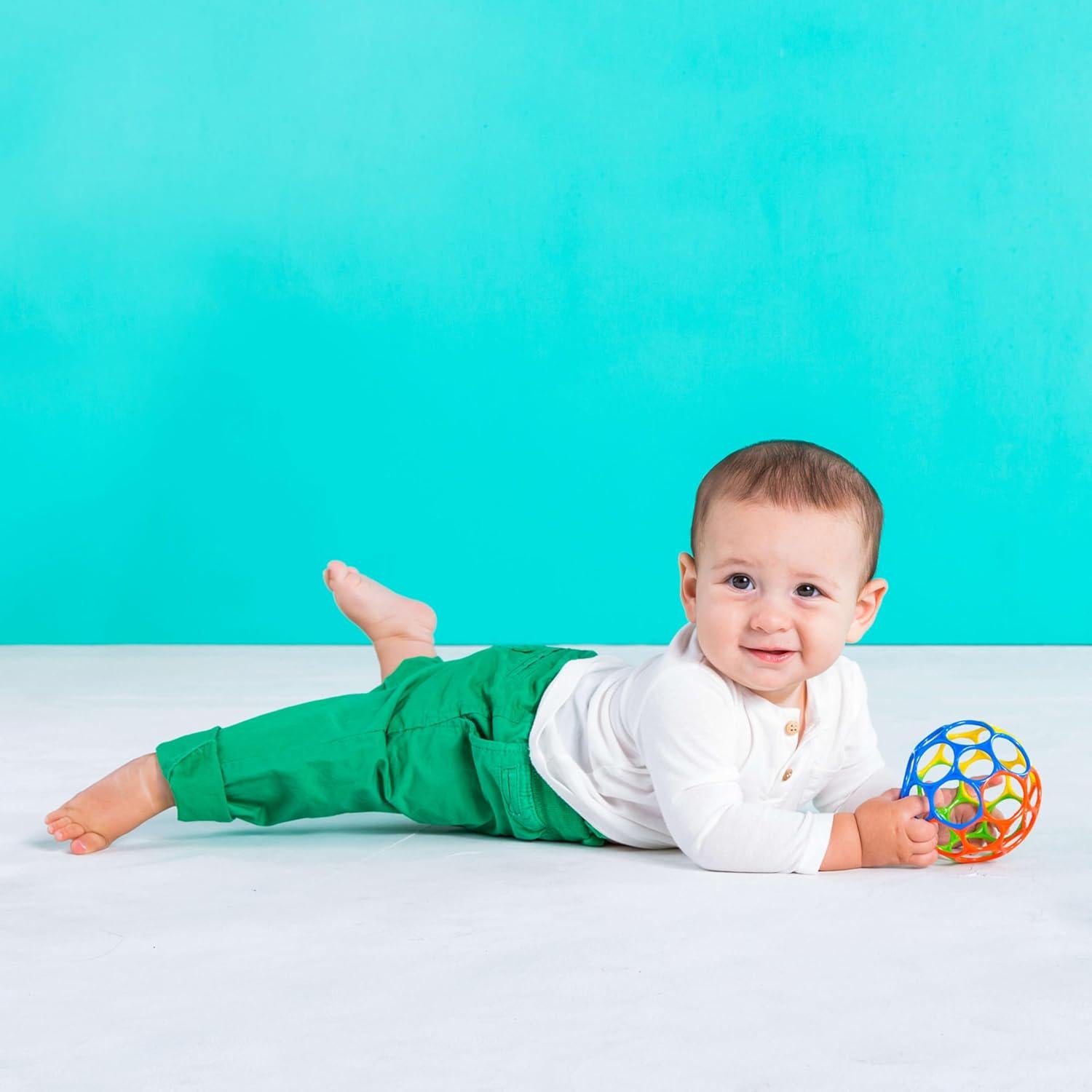 Bright Starts Oball Easy Grasp Classic Ball BPA-Free Infant Toy In Red, Yellow, Green, Blue, Age Newborn And Up, 4 Inches,074451103405