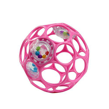 Bright Starts Oball Rattle Pink Easy Grasp Baby Toy for Newborns Pack of 1