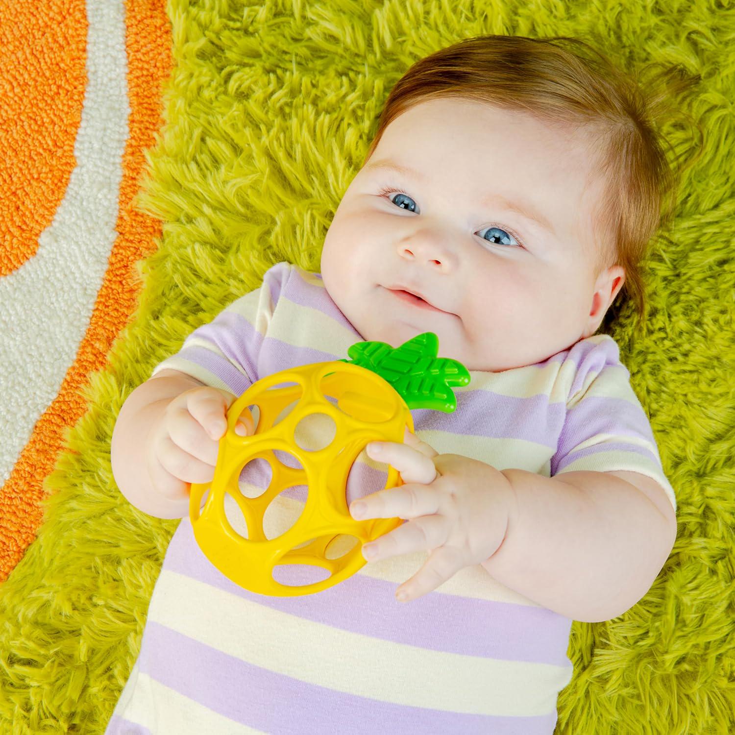 Bright Starts Oball Easy Grasp Pineapple Teether Toy, Hold My Own Collection, BPA Free, Unisex, Newborn And Up,