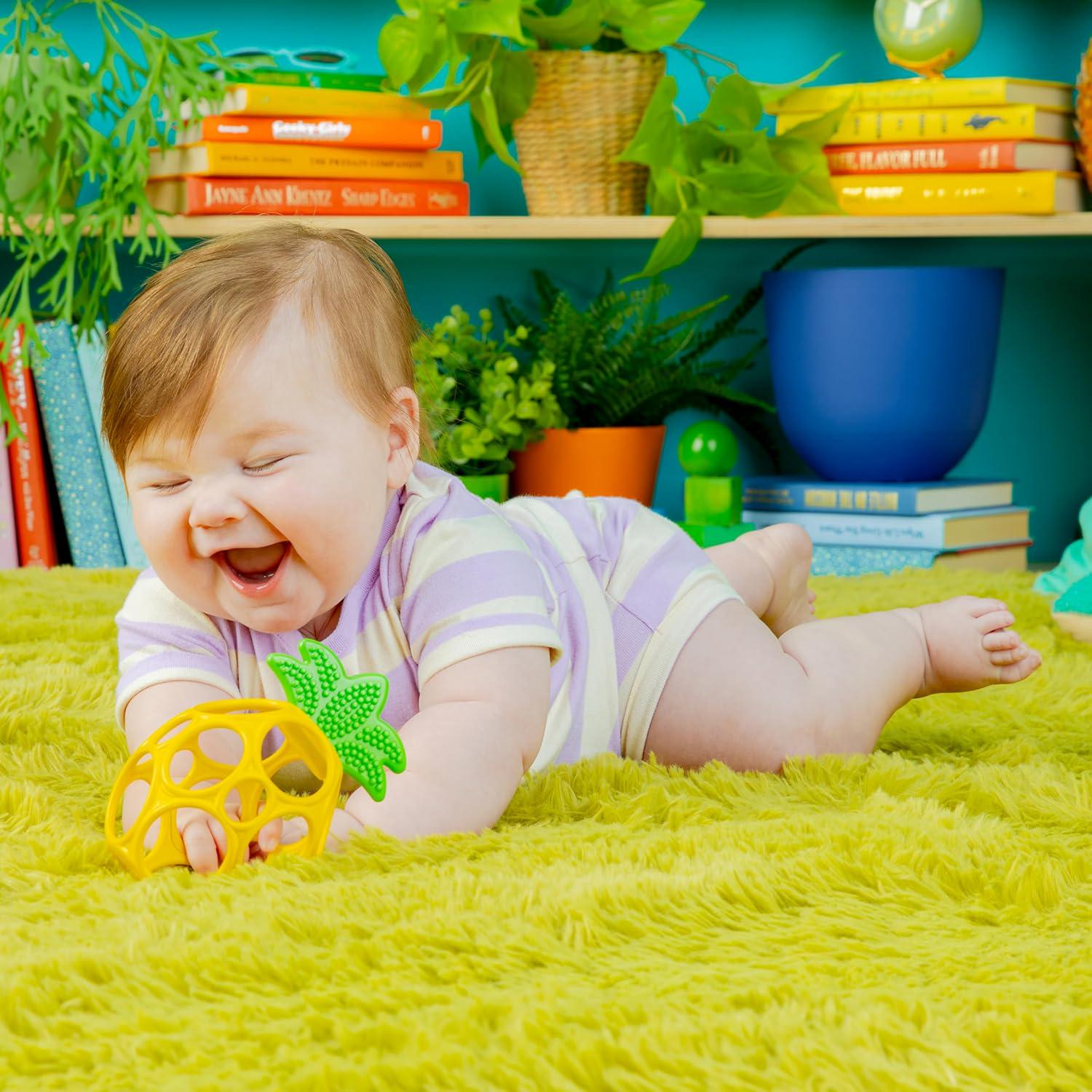 Bright Starts Oball Easy Grasp Pineapple Teether Toy, Hold My Own Collection, BPA Free, Unisex, Newborn And Up,