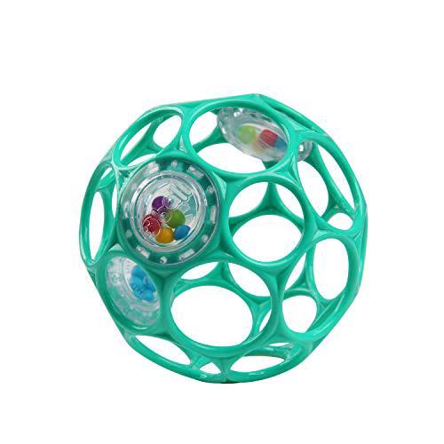 Bright Starts Oball Rattle Teal Easy Grasp BPA Free Toy for Infants from Newborn 4 Inch Ball