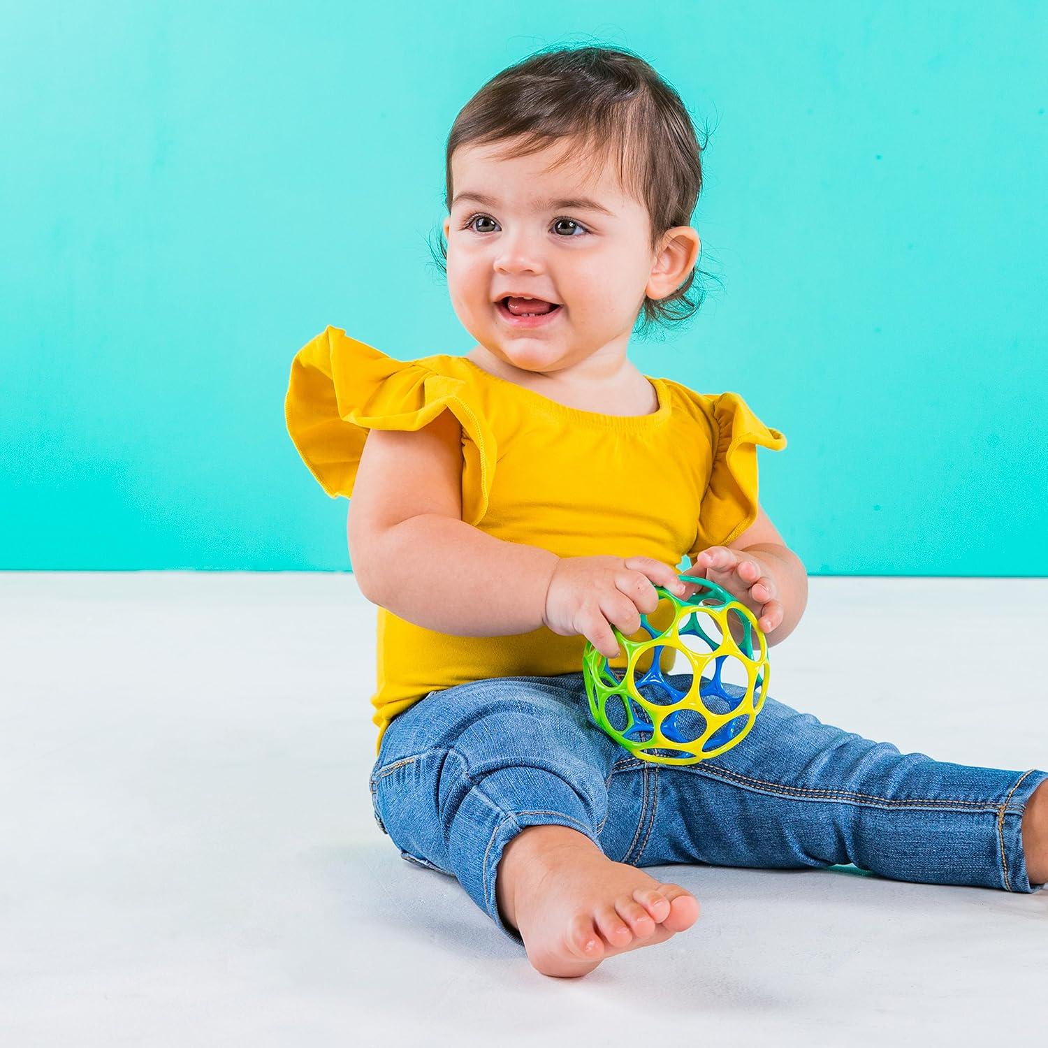 Bright Starts Oball Easy Grasp Classic Ball Infant Toy In Blue/Green, Age Newborn And Up, 4 Inches,074451122888