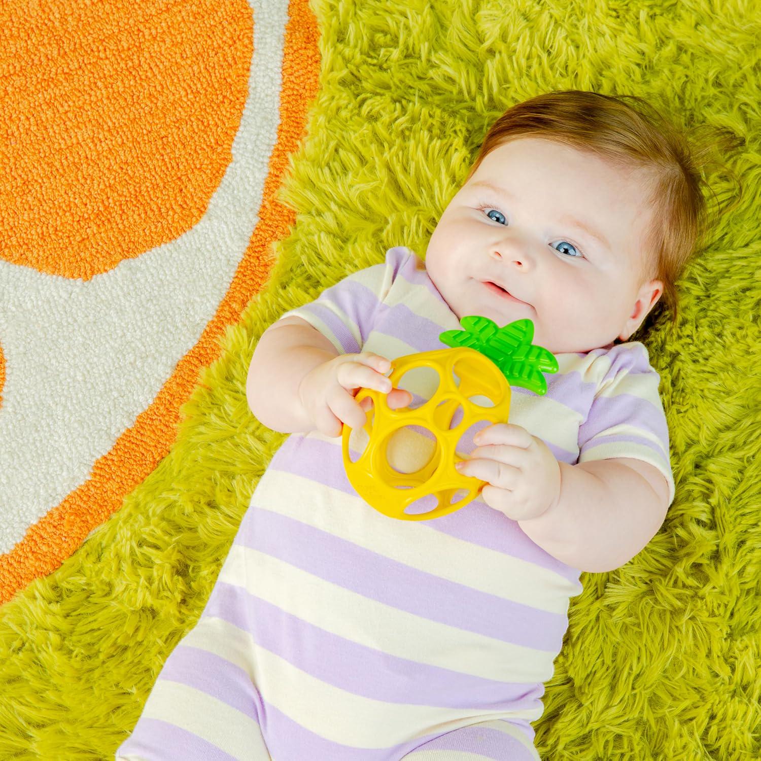 Bright Starts Oball Easy Grasp Pineapple Teether Toy, Hold My Own Collection, BPA Free, Unisex, Newborn And Up,