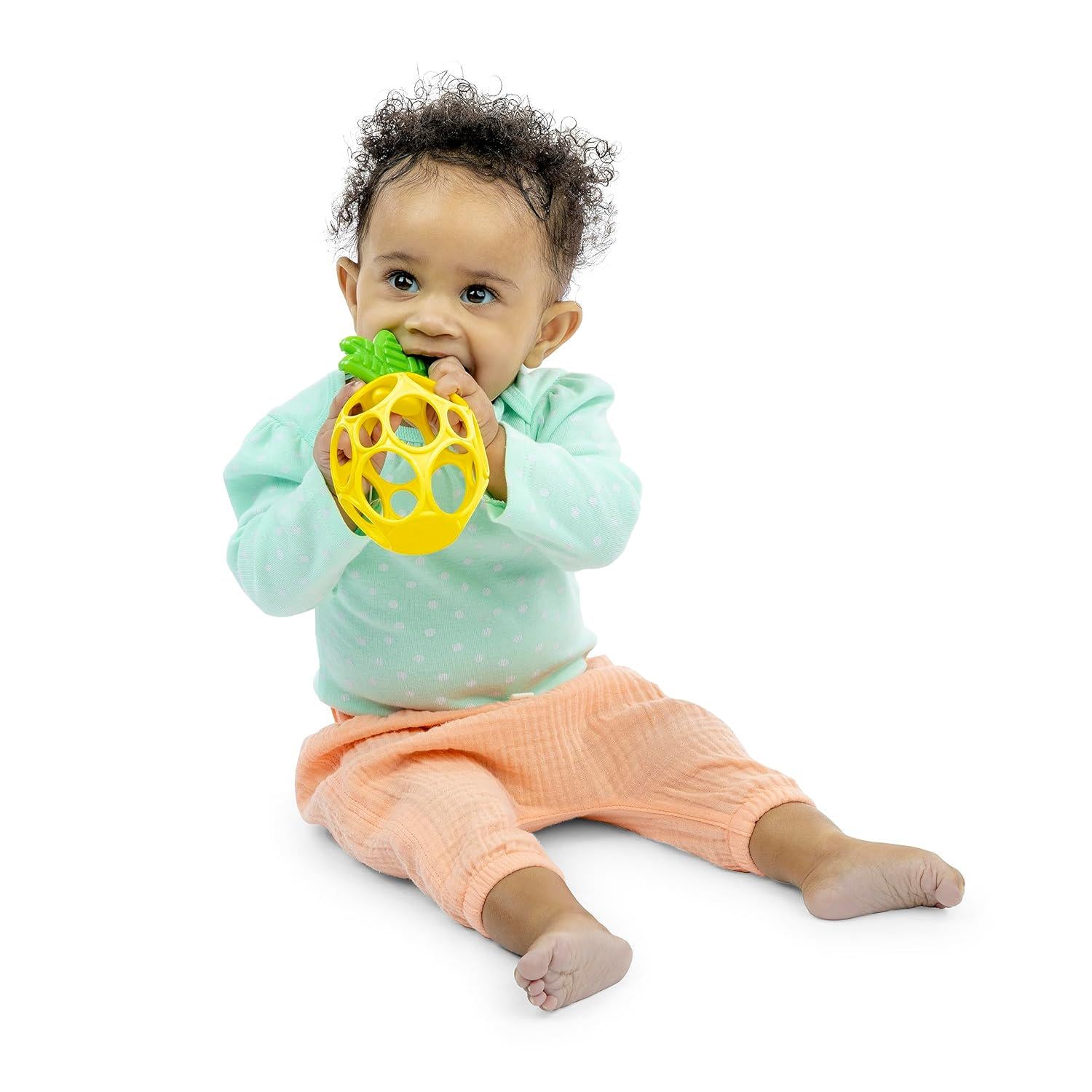 Bright Starts Oball Easy Grasp Pineapple Teether Toy, Hold My Own Collection, BPA Free, Unisex, Newborn And Up,