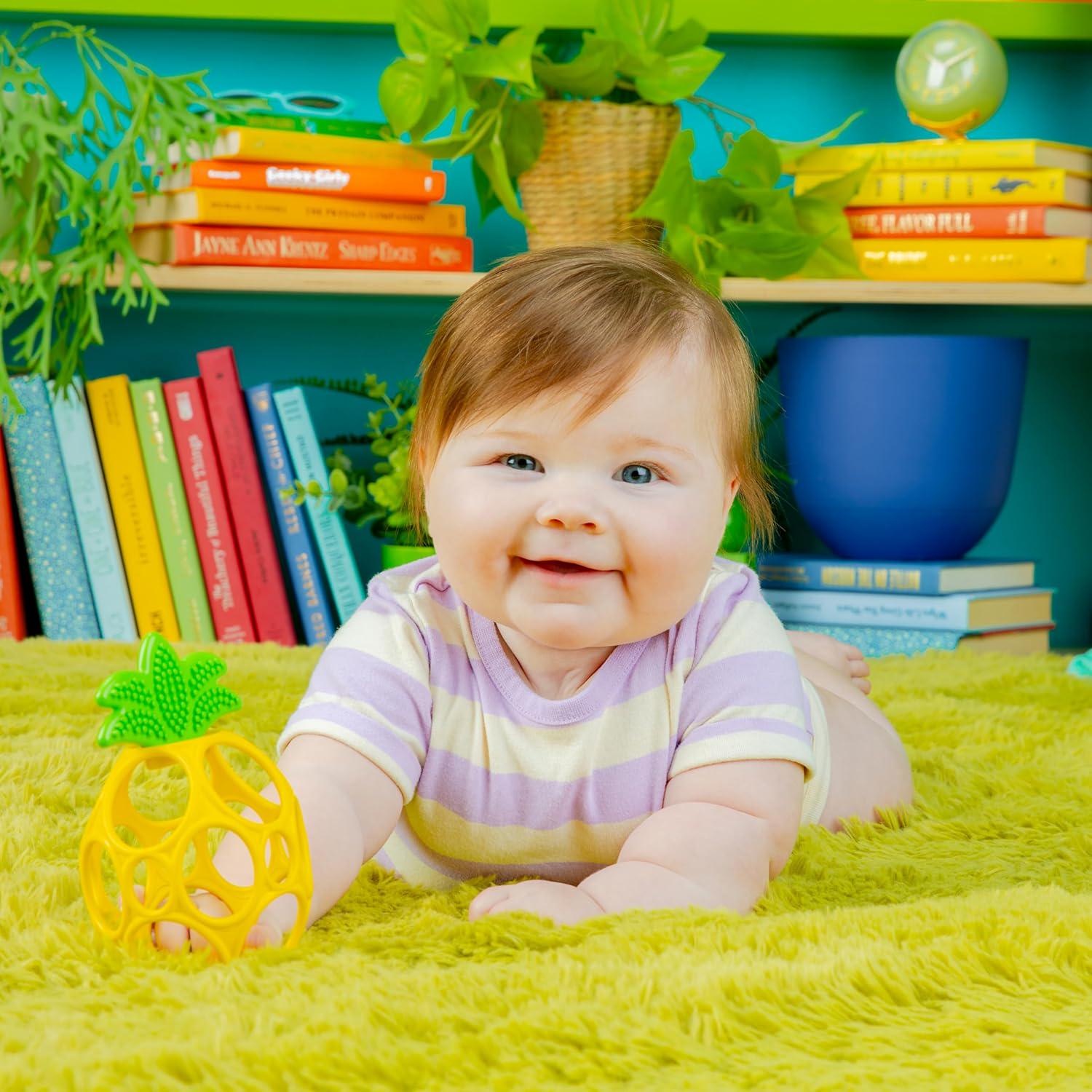 Bright Starts Oball Easy Grasp Pineapple Teether Toy, Hold My Own Collection, BPA Free, Unisex, Newborn And Up,