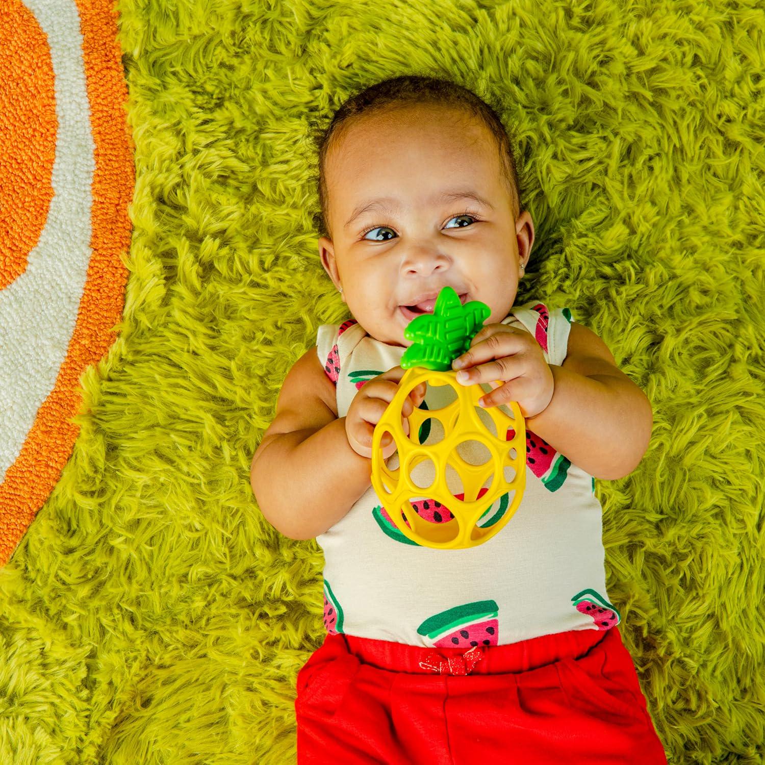 Bright Starts Oball Easy Grasp Pineapple Teether Toy, Hold My Own Collection, BPA Free, Unisex, Newborn And Up,