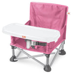 Bright Starts Pop 'N Sit Portable Booster, Indoor/Outdoor Use, Floor Seat With Feeding Tray, Pink, 6 Mos - 3 Yrs,