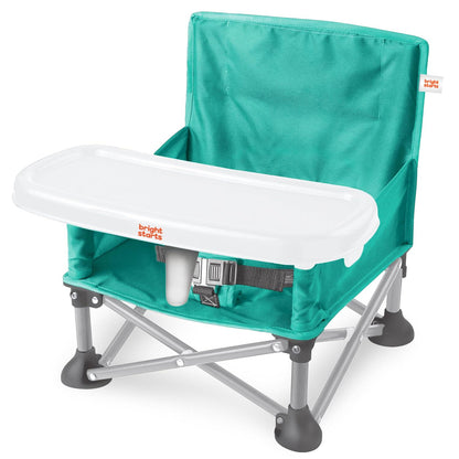 Bright Starts Pop 'N Sit Portable Booster, Indoor/Outdoor Use, Floor Seat With Feeding Tray, Teal, 6 Mos - 3 Yrs,