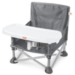 Bright Starts Pop 'N Sit Portable Booster, Indoor/Outdoor Use, Floor Seat With Feeding Tray, Grey, 6 Mos - 3 Yrs,