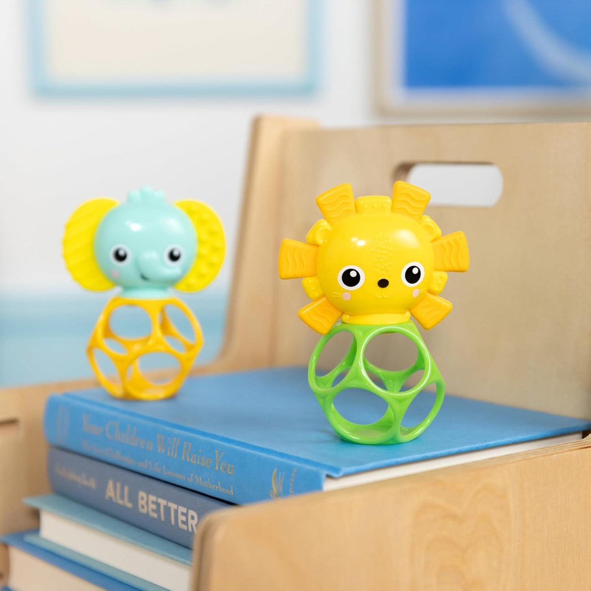 Bright Starts Soother Pals Easy-Grasp Teether Toys, 2-Pack Lion And Elephant Characters, BPA Free, Unisex, Ages Newborn +,