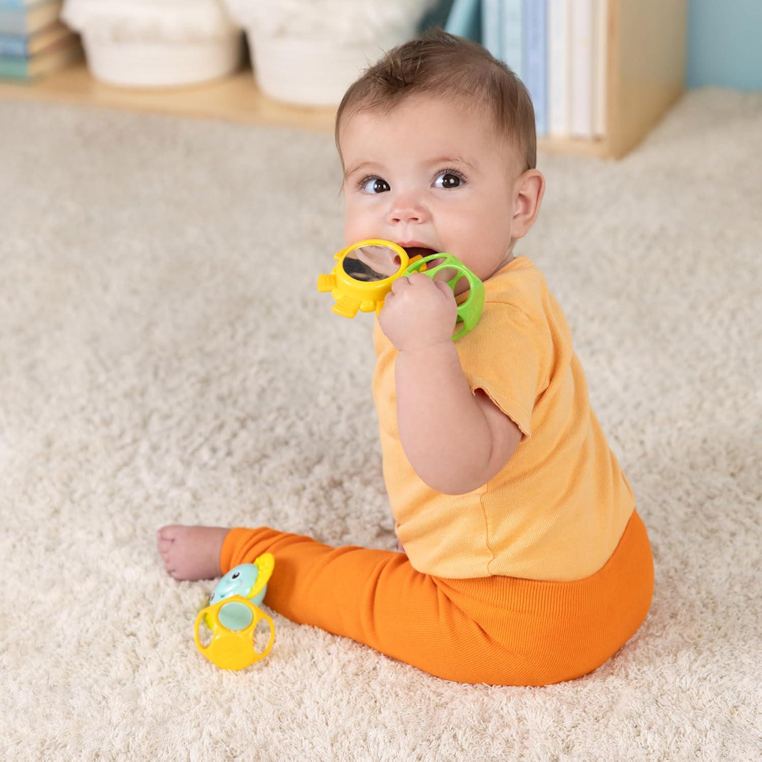 Bright Starts Soother Pals Easy-Grasp Teether Toys, 2-Pack Lion And Elephant Characters, BPA Free, Unisex, Ages Newborn +,