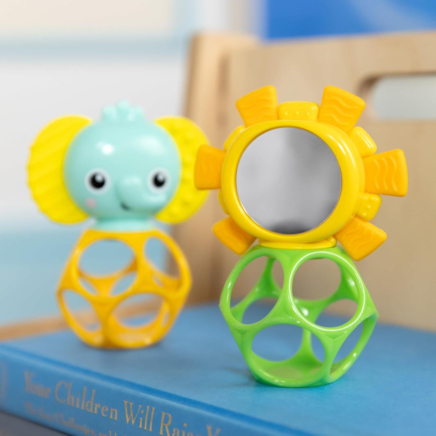 Bright Starts Soother Pals Easy-Grasp Teether Toys, 2-Pack Lion And Elephant Characters, BPA Free, Unisex, Ages Newborn +,