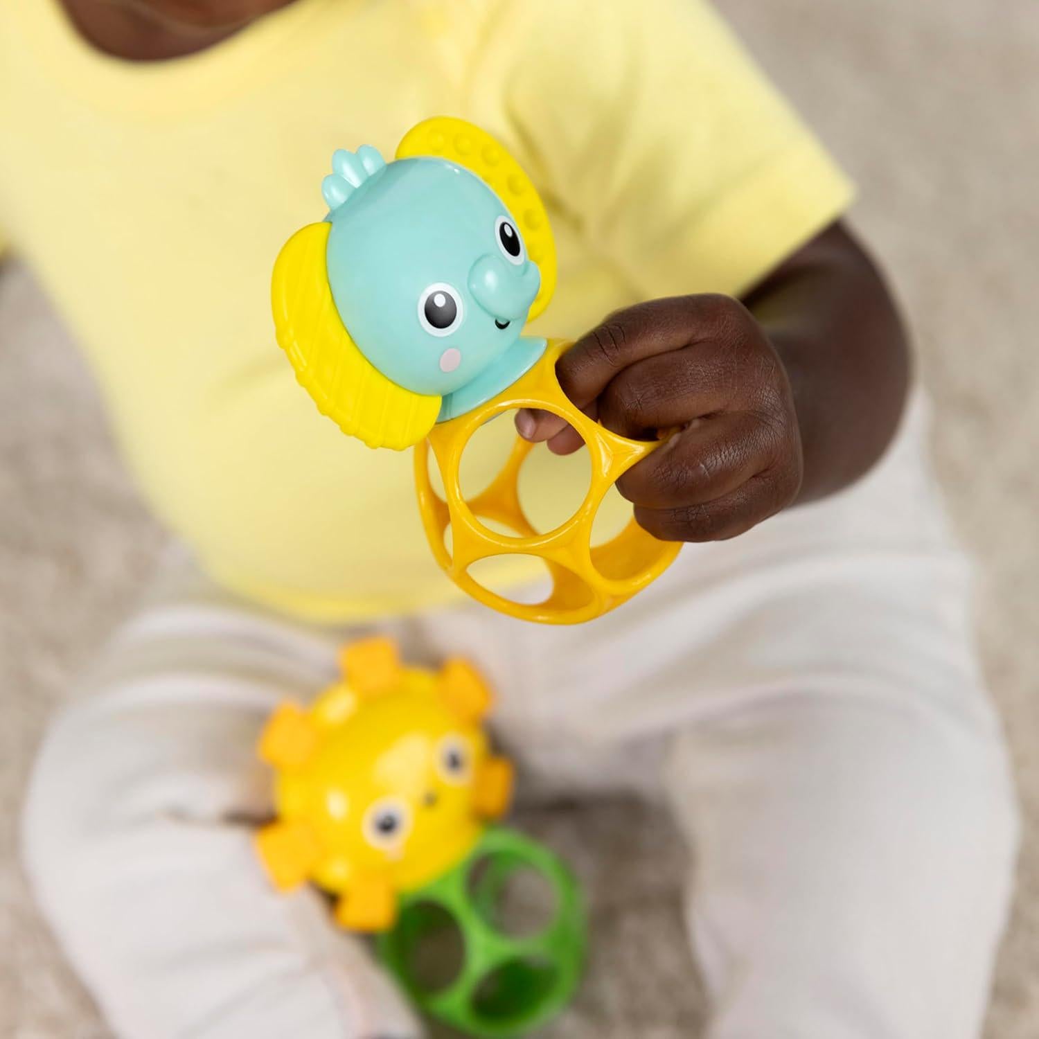 Bright Starts Soother Pals Easy-Grasp Teether Toys, 2-Pack Lion And Elephant Characters, BPA Free, Unisex, Ages Newborn +,