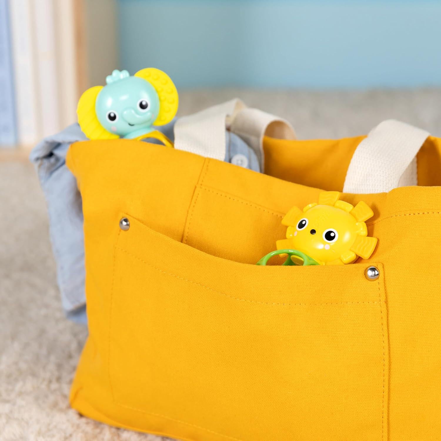Bright Starts Soother Pals Easy-Grasp Teether Toys, 2-Pack Lion And Elephant Characters, BPA Free, Unisex, Ages Newborn +,