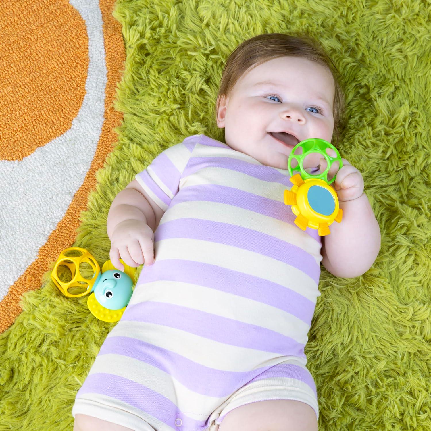 Bright Starts Soother Pals Easy-Grasp Teether Toys, 2-Pack Lion And Elephant Characters, BPA Free, Unisex, Ages Newborn +,