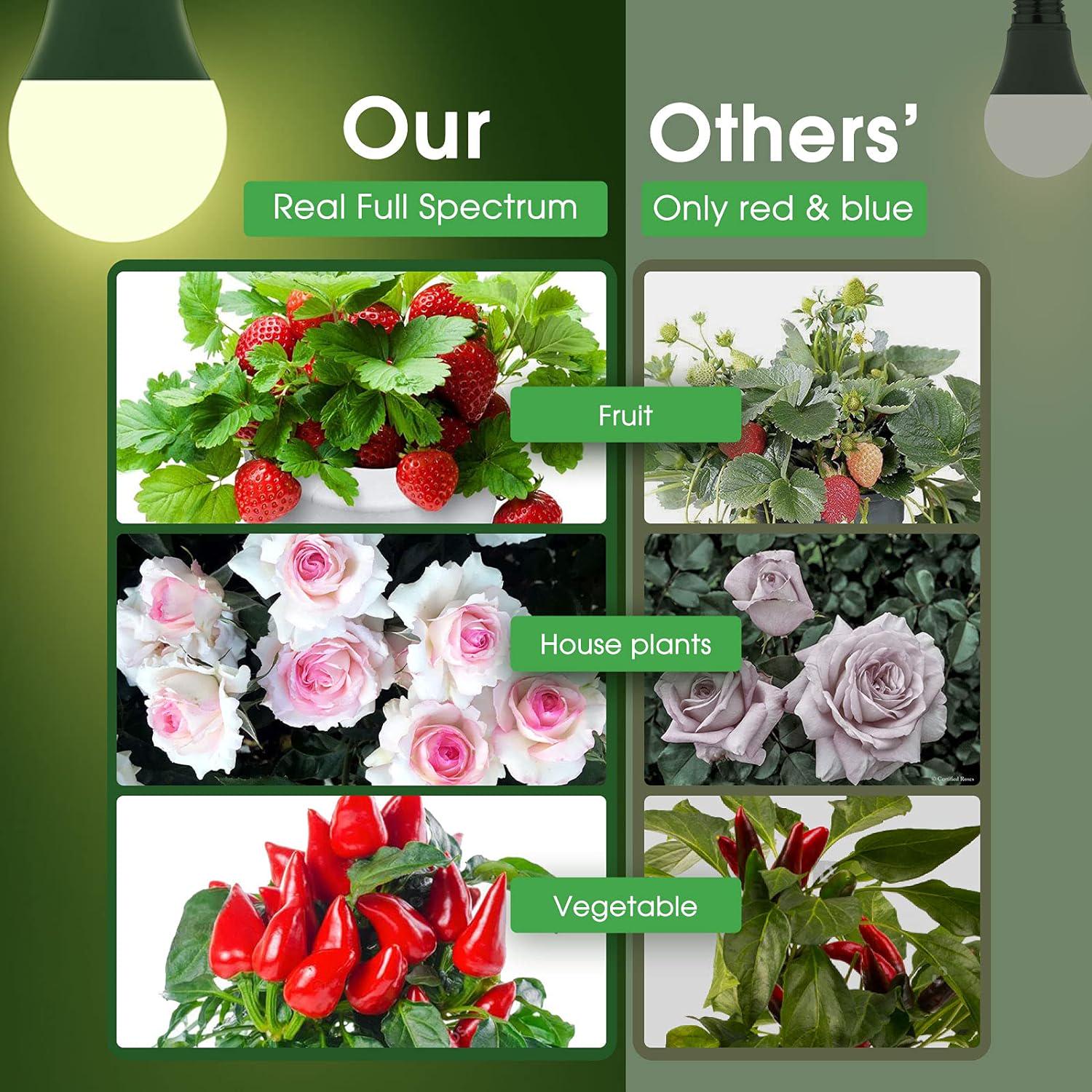 Briignite Grow Light Bulbs, LED Grow Light Bulb A19 Bulb, Full Spectrum Grow Light Bulb, Plant Light Bulbs E26 Base, 11W Grow Bulb 100W Equivalent, Grow Light For Indoor Plants, Seed Starting, 6 Pack,610452987783