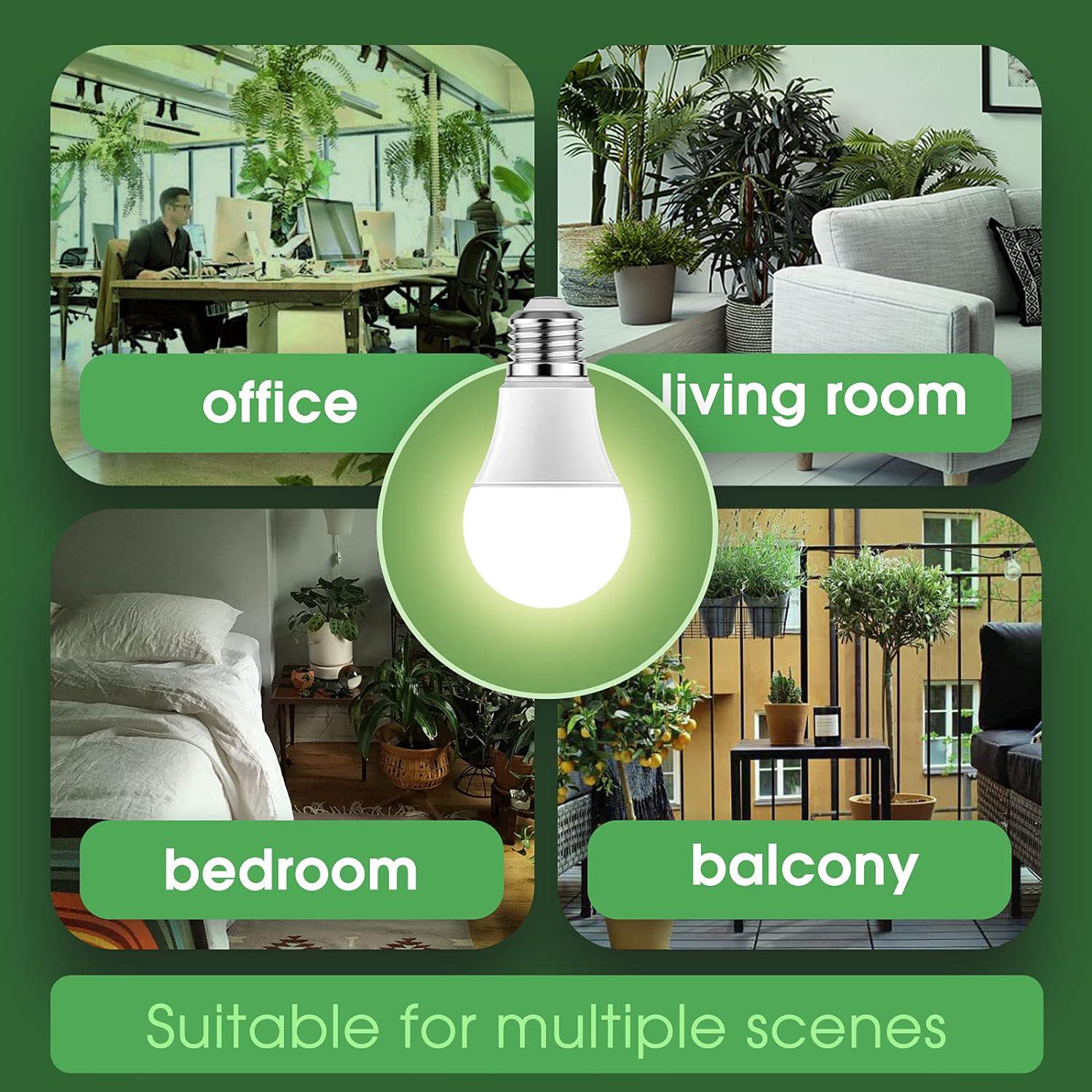 Briignite Grow Light Bulbs, LED Grow Light Bulb A19 Bulb, Full Spectrum Grow Light Bulb, Plant Light Bulbs E26 Base, 11W Grow Bulb 100W Equivalent, Grow Light For Indoor Plants, Seed Starting, 6 Pack,610452987783