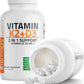 Bronson Vitamin K2 MK7 with D3 Supplement, Non-GMO Formula, 5000 IU Vitamin D3 & 90 mcg K2 MK7, Easy-to-Swallow D & K Complex, 120 Capsules