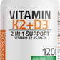 Bronson Vitamin K2 MK7 with D3 Supplement, Non-GMO Formula, 5000 IU Vitamin D3 & 90 mcg K2 MK7, Easy-to-Swallow D & K Complex, 120 Capsules