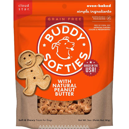 Buddy Biscuit Softies Grain Free Dog Treats Peanut Butter Flavor Soft Chews 5 oz Bag Oven Baked in USA