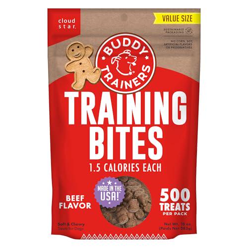 Buddy Biscuits Trainers Dog Training Treats, Soft Chewy Beef Bites, 10 oz Pouch