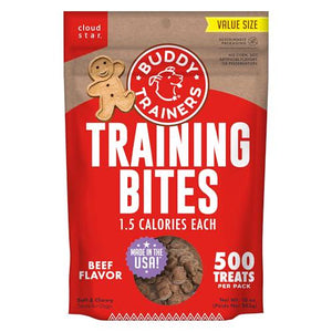 Buddy Biscuits Trainers Dog Training Treats, Soft Chewy Beef Bites, 10 oz Pouch