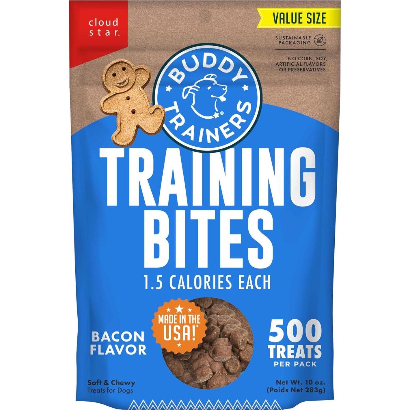 Buddy Biscuits Trainers Bacon Flavor 10 oz Pouch Soft Chewy Dog Training Treats