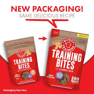 Buddy Biscuits Trainers Dog Training Treats, Soft Chewy Beef Bites, 10 oz Pouch