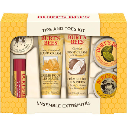Burt's Bees Christmas Gifts, 6 Skincare Stocking Stuffers Products, Tips And Toes Set - Pomegranate Lip Balm, Almond Milk And Honey Hand Creams, Coconut Foot Cream, Lemon Butter Cuticle Cream And Hand Salve,